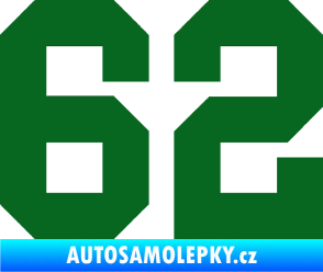 Samolepka Startovní číslo 62 tmavě zelená