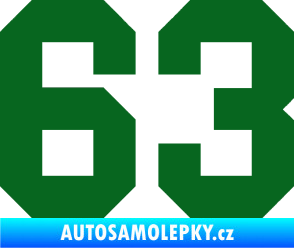Samolepka Startovní číslo 63 tmavě zelená
