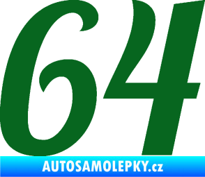 Samolepka Startovní číslo 64 typ 3 tmavě zelená