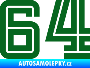 Samolepka Startovní číslo 64 typ 7 tmavě zelená