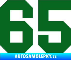 Samolepka Startovní číslo 65 tmavě zelená