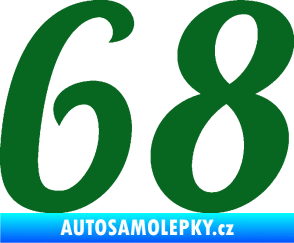 Samolepka Startovní číslo 68 typ 3 tmavě zelená