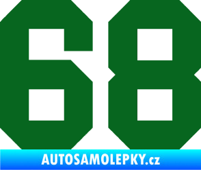 Samolepka Startovní číslo 68 tmavě zelená
