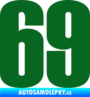Samolepka Startovní číslo 69 typ 2        tmavě zelená