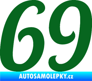 Samolepka Startovní číslo 69 typ 3 tmavě zelená
