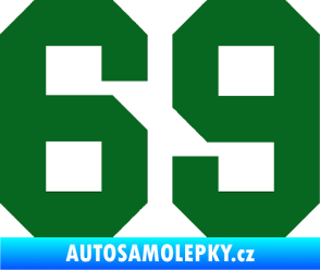 Samolepka Startovní číslo 69 tmavě zelená