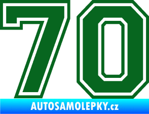 Samolepka Startovní číslo 70 typ 4 tmavě zelená