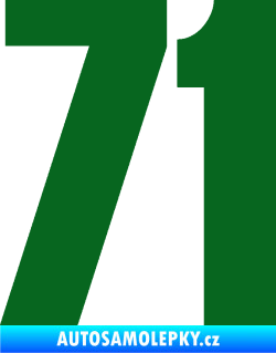 Samolepka Startovní číslo 71 typ 2  tmavě zelená