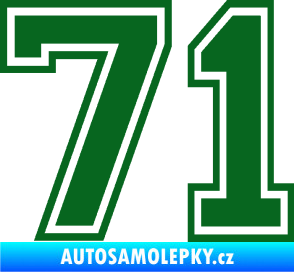 Samolepka Startovní číslo 71 typ 4 tmavě zelená