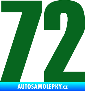 Samolepka Startovní číslo 72 typ 2   tmavě zelená