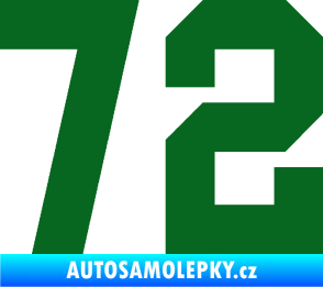 Samolepka Startovní číslo 72 tmavě zelená