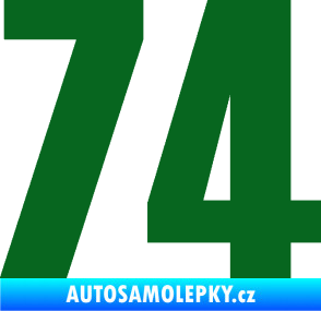 Samolepka Startovní číslo 74 typ 2     tmavě zelená