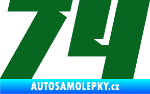 Samolepka Startovní číslo 74 typ 6 tmavě zelená