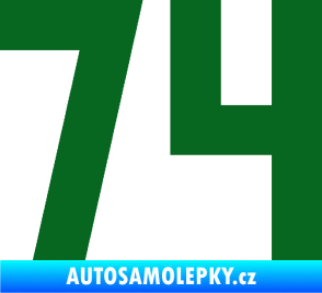 Samolepka Startovní číslo 74 tmavě zelená