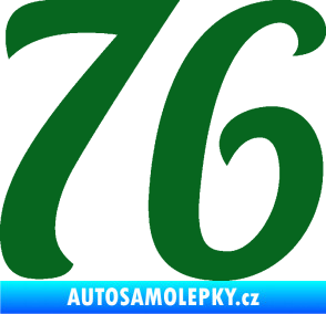 Samolepka Startovní číslo 76 typ 3   tmavě zelená