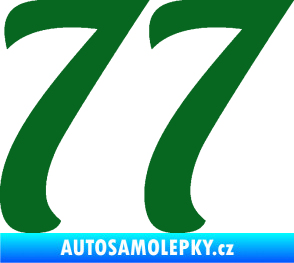 Samolepka Startovní číslo 77 typ 3   tmavě zelená