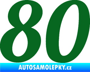 Samolepka Startovní číslo 80 typ 3   tmavě zelená