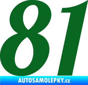 Samolepka Startovní číslo 81 typ 3   tmavě zelená