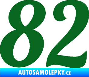 Samolepka Startovní číslo 82 typ 3   tmavě zelená