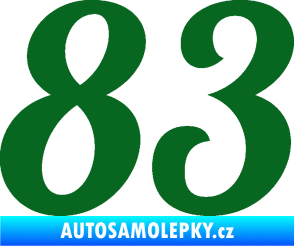 Samolepka Startovní číslo 83 typ 3   tmavě zelená