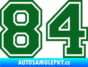Samolepka Startovní číslo 84 typ 4 tmavě zelená