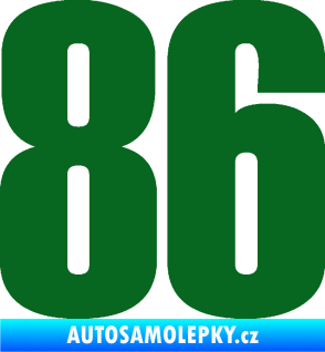 Samolepka Startovní číslo 86 typ 2      tmavě zelená