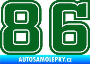 Samolepka Startovní číslo 86 typ 5 tmavě zelená