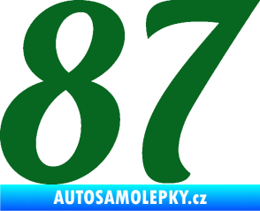 Samolepka Startovní číslo 87 typ 3   tmavě zelená