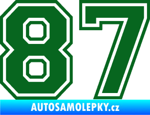 Samolepka Startovní číslo 87 typ 4 tmavě zelená