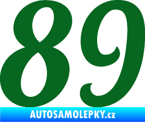 Samolepka Startovní číslo 89 typ 3  tmavě zelená