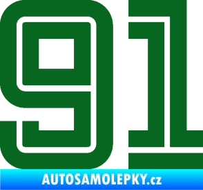 Samolepka Startovní číslo 91 typ 7 tmavě zelená
