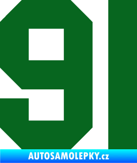 Samolepka Startovní číslo 91 tmavě zelená