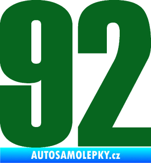 Samolepka Startovní číslo 92 typ 2  tmavě zelená