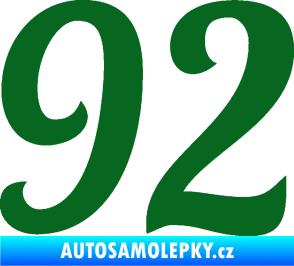 Samolepka Startovní číslo 92 typ 3   tmavě zelená