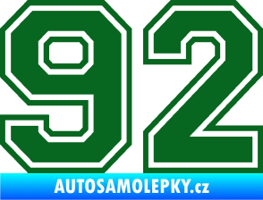 Samolepka Startovní číslo 92 typ 4 tmavě zelená