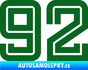 Samolepka Startovní číslo 92 typ 7 tmavě zelená