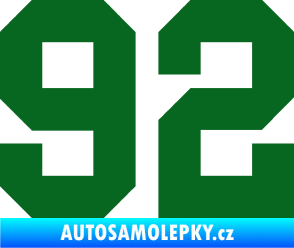 Samolepka Startovní číslo 92 tmavě zelená