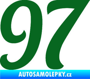 Samolepka Startovní číslo 97 typ 3   tmavě zelená