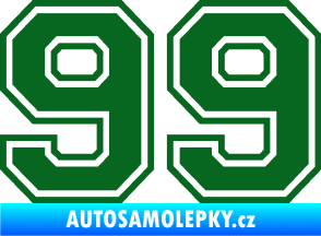 Samolepka Startovní číslo 99 typ 4 tmavě zelená