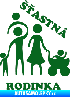 Samolepka Šťastná rodinka tmavě zelená