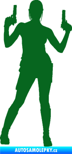 Samolepka Střelkyně 002 pravá girl with gun tmavě zelená