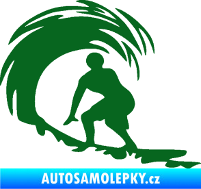 Samolepka Surfař 005 levá velké vlny tmavě zelená