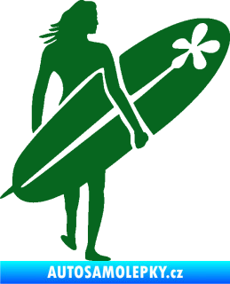 Samolepka Surfařka 003 pravá tmavě zelená