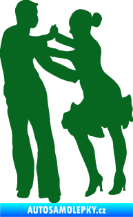 Samolepka Tanec 001 levá latinskoamerický tanec pár tmavě zelená