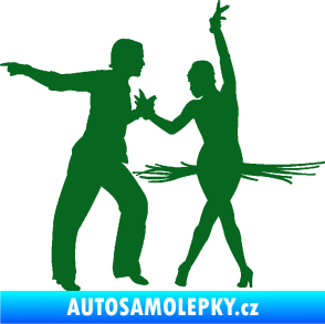 Samolepka Tanec 009 levá latinskoamerický tanec pár tmavě zelená