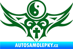 Samolepka Tetování 115 Jin a jang tmavě zelená