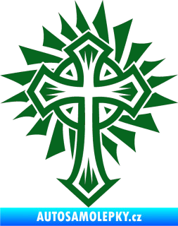 Samolepka Tetování 118 kříž tmavě zelená