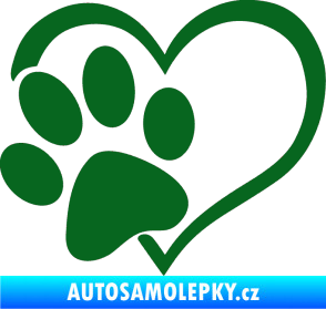 Samolepka Tlapka love levá tmavě zelená
