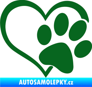 Samolepka Tlapka love pravá tmavě zelená