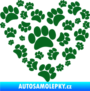 Samolepka Tlapky love 003 tmavě zelená